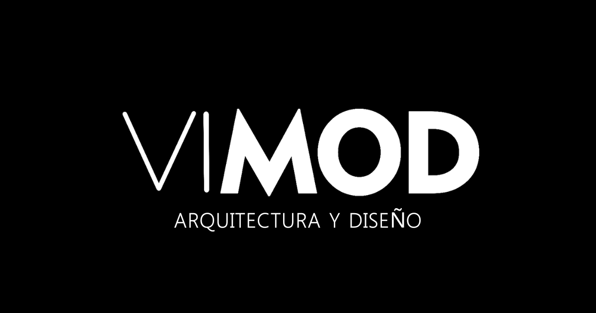 Logo principal de VIMOD Arquitectura y Diseño en fondo negro, expertos en formación digital para arquitectos